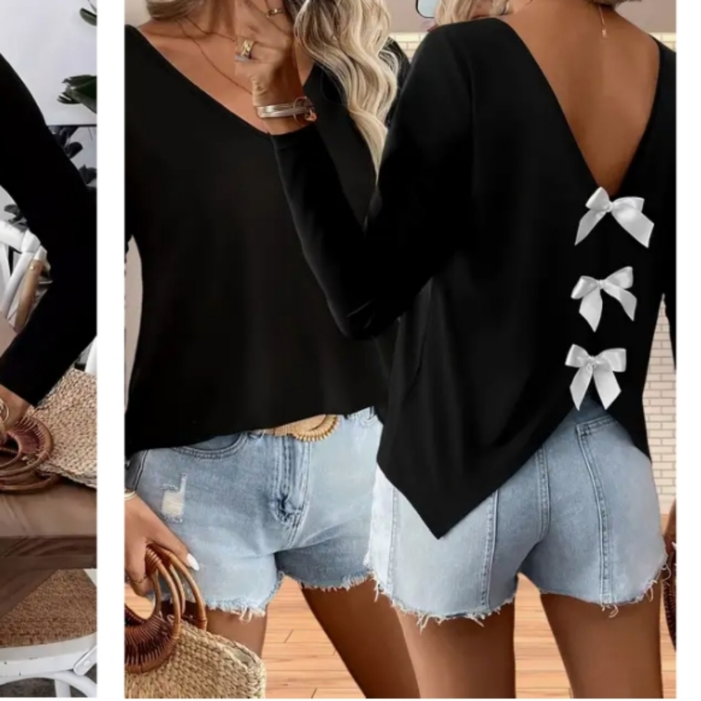 Black Long Sleeve Top (L) NEW